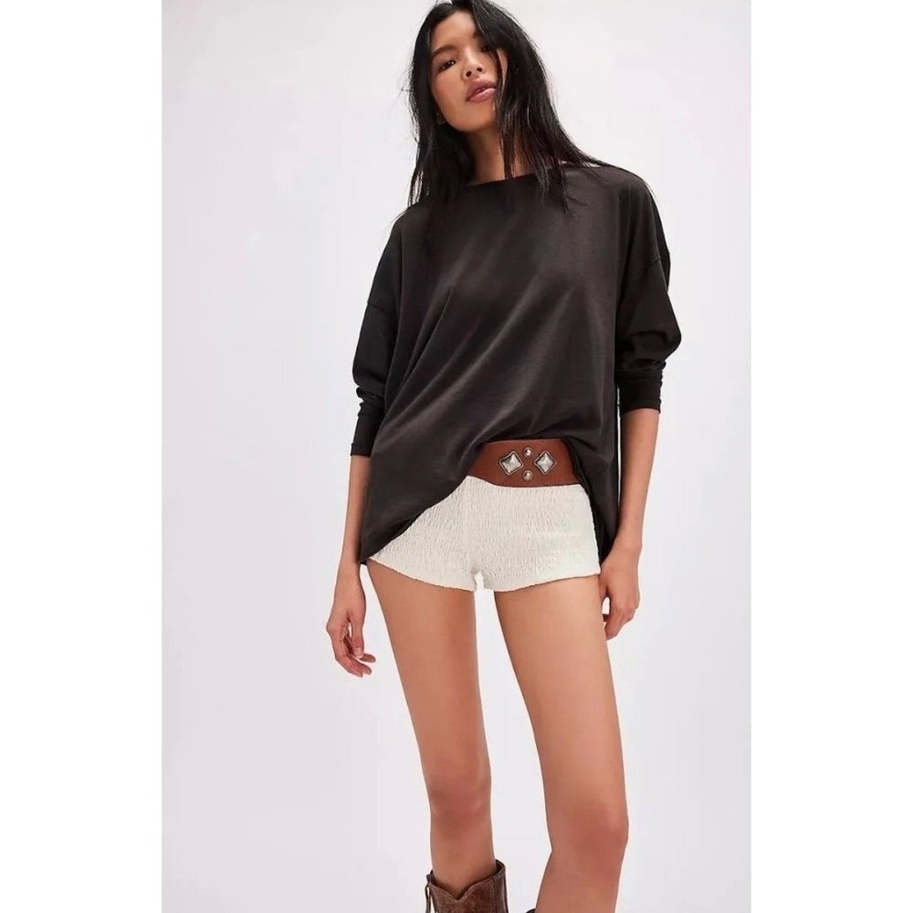 We the Free by Free People Arden Long Sleeve Tee Black Medium new NWOT